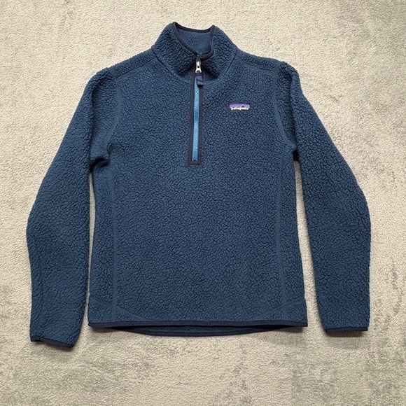 Patagonia Quarter 1/4 Zip Pullover Sherpa Retro Pile‎ Sweater Womens Blue XS - Picture 1 of 6